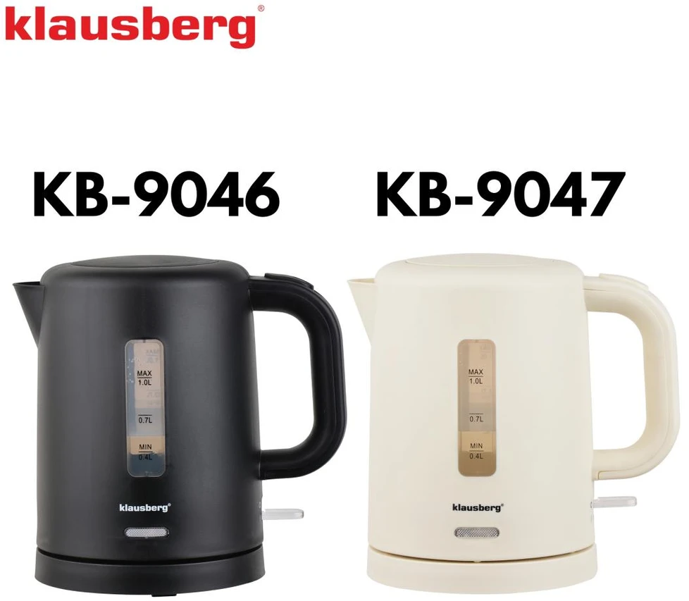 Elektrinis virdulys, turistinis, juoda, 1,0l, klausberg, kb-9046