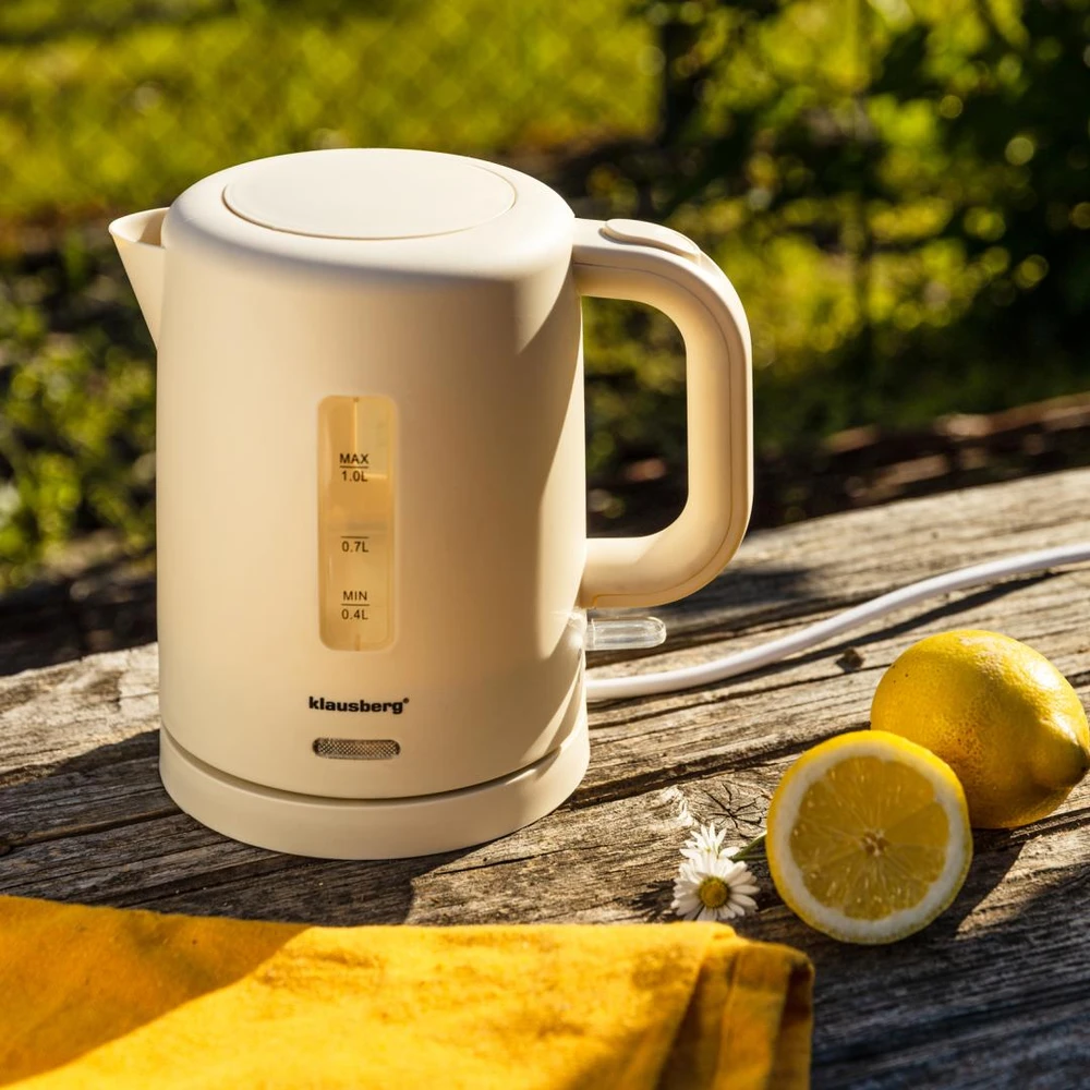 Elektrinis virdulys, turistinis, kreminė, 1,0l, klausberg, kb-9047