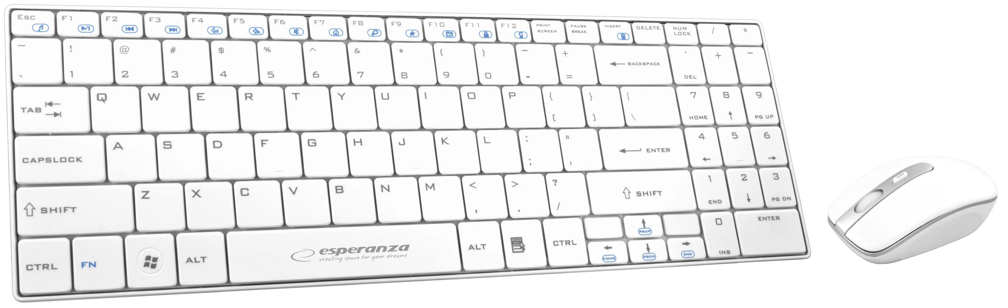 Belaidis rinkinys Esperanza EK122W Liberty USB klaviatūra ir pelė - balta