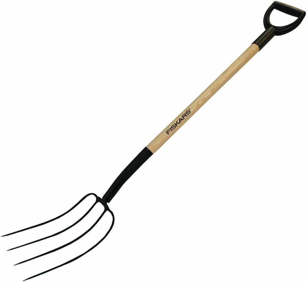 Fiskars 4 ašmenų šakė 250, su medine rankena (1023112)