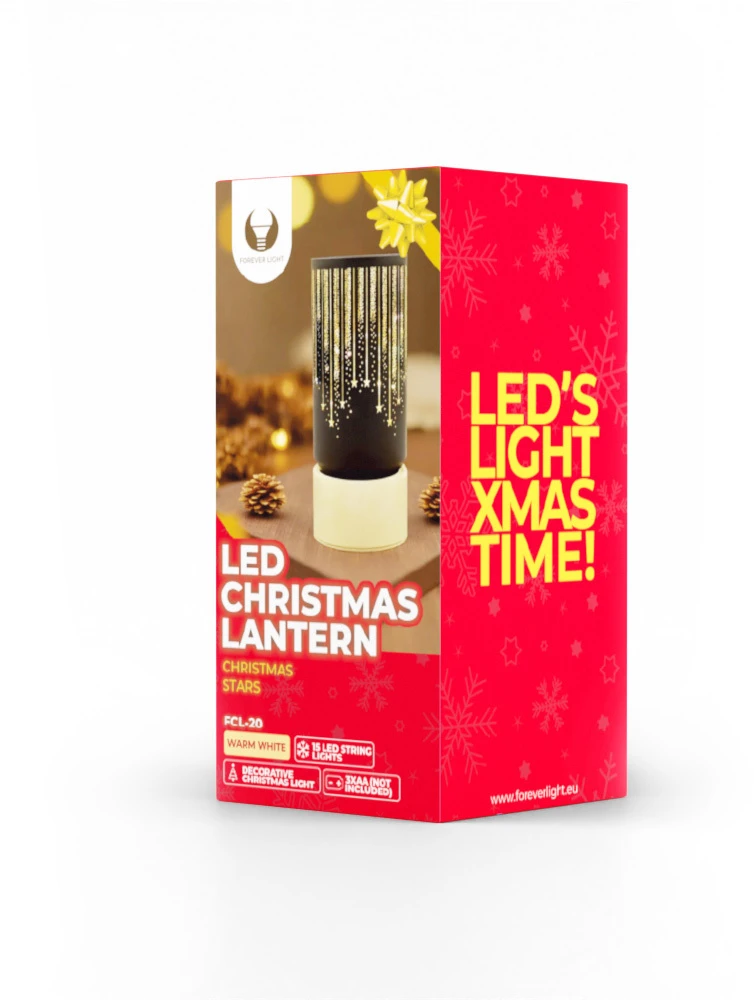 Kalėdinis stiklas Lantern FCL-20 juodai auksinis L Forever Light