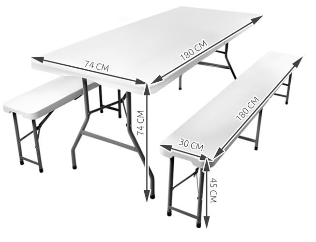 Gardlov Sulankstomas sodo stalas 180cm + 2 suolai