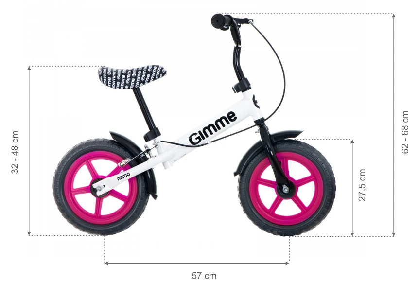 Gimme GIMMIK Bėgimo dviratis su stabdžiais Nemo 11 rožinis 3+