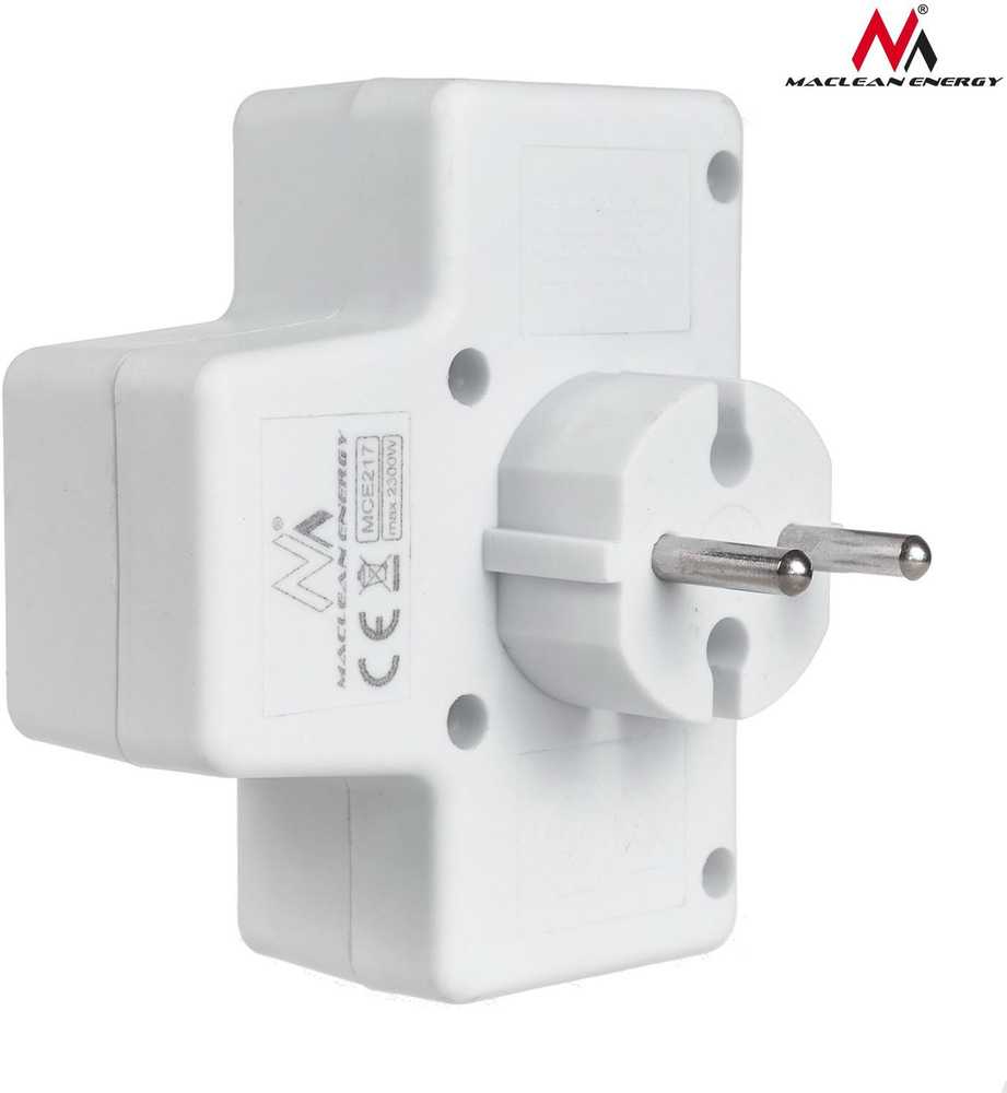 MACLEAN MCE217 Maclean MCE217 Keturių fazių maitinimo lizdas su jungikliu 4x2,5A universalus kištukas