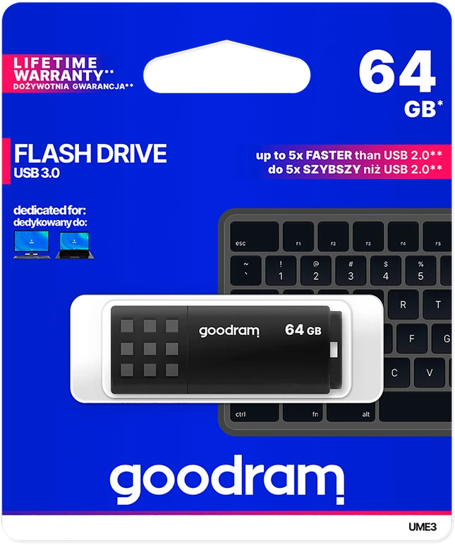 Pendrive Goodram USB 3.2 64GB juoda