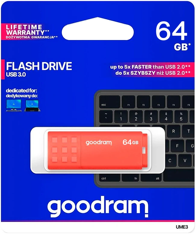 Pendrive Goodram USB 3.2 64GB oranžinė