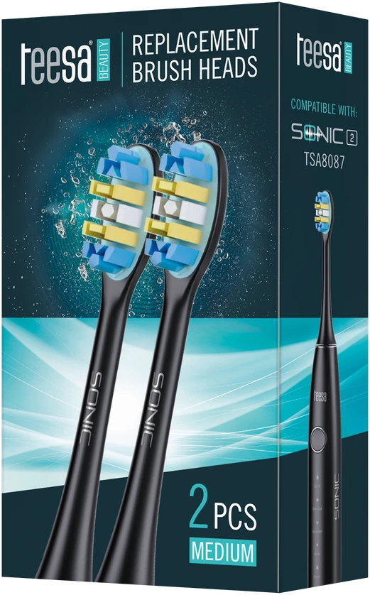 TEESA SONIC 2 TSA8087-B vidutinio stiprumo Sonic dantų šepetėlio galvutės