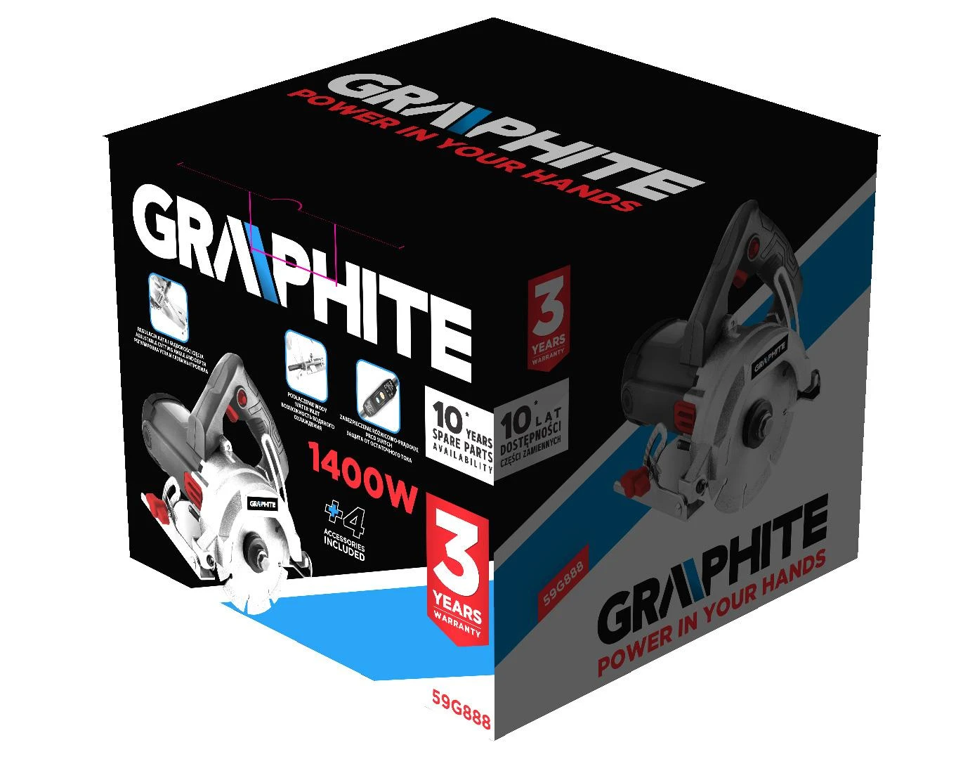 Graphite Przecinarka Akmens ir grublėtojo pjovimo įrankis 1400 W, 125 mm