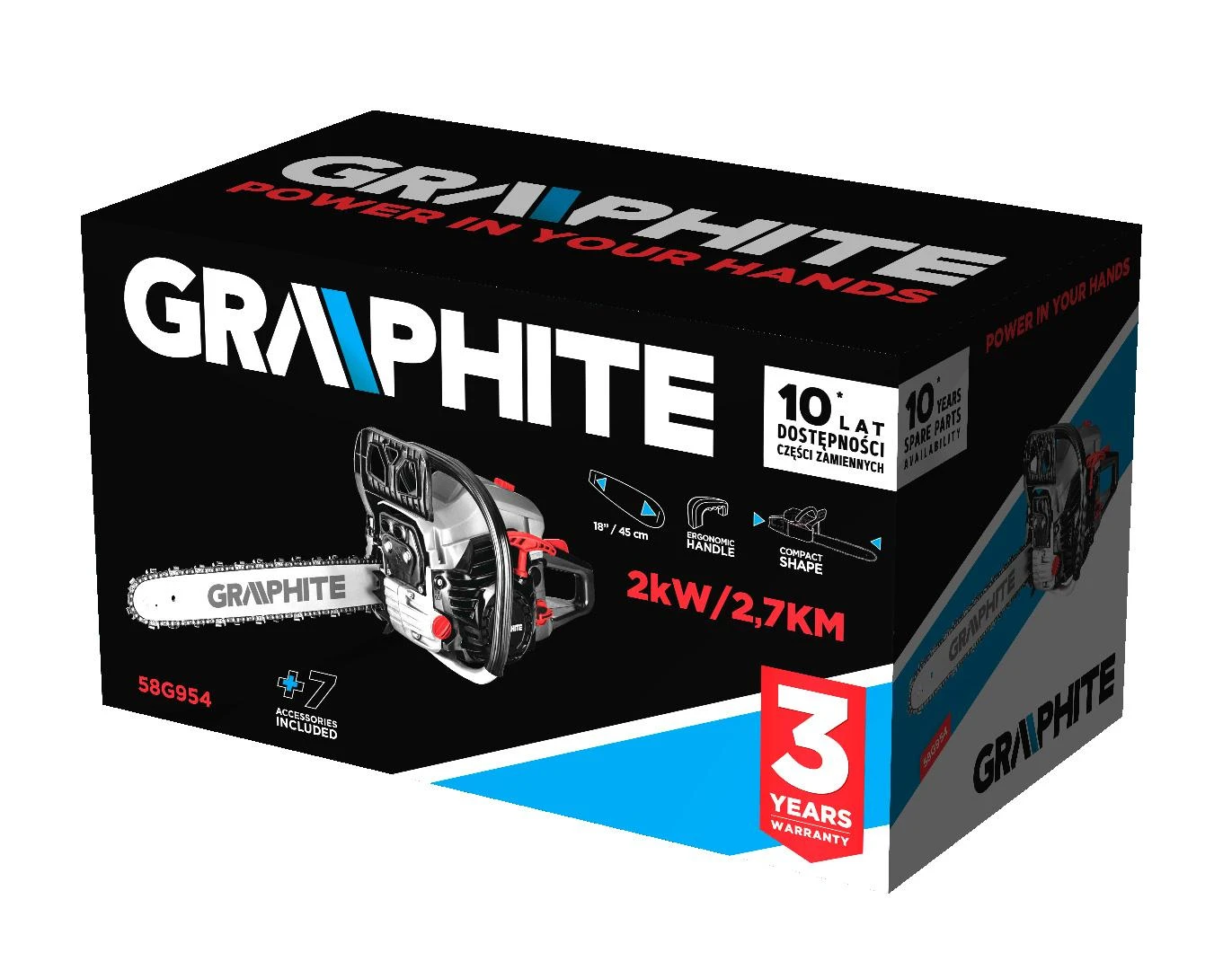 Graphite Benzininis grandininis pjūklas 58G954, 2kW, 18" (450 mm)
