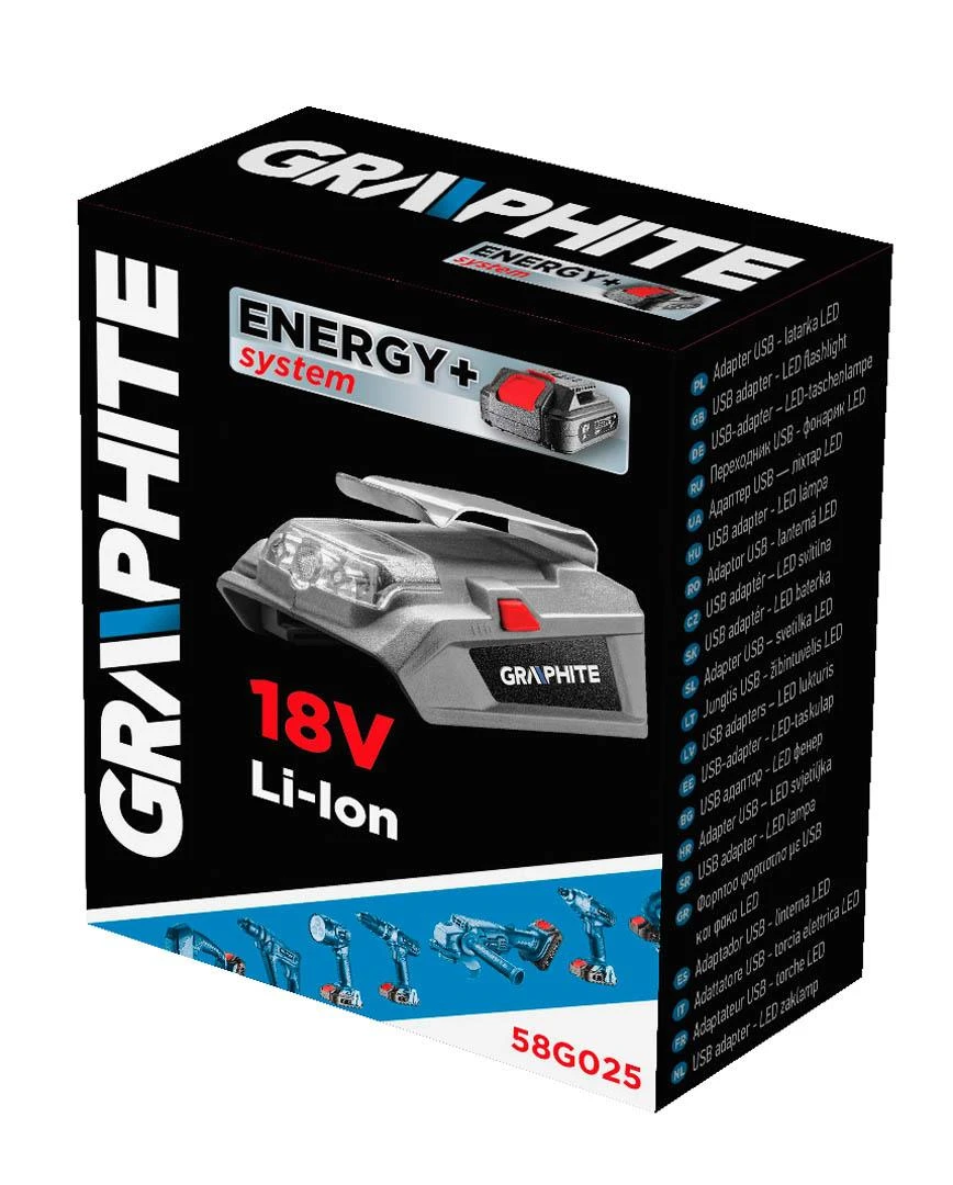 Graphite USB adapteris – „Energy+“ LED žibintuvėlis, be baterijos