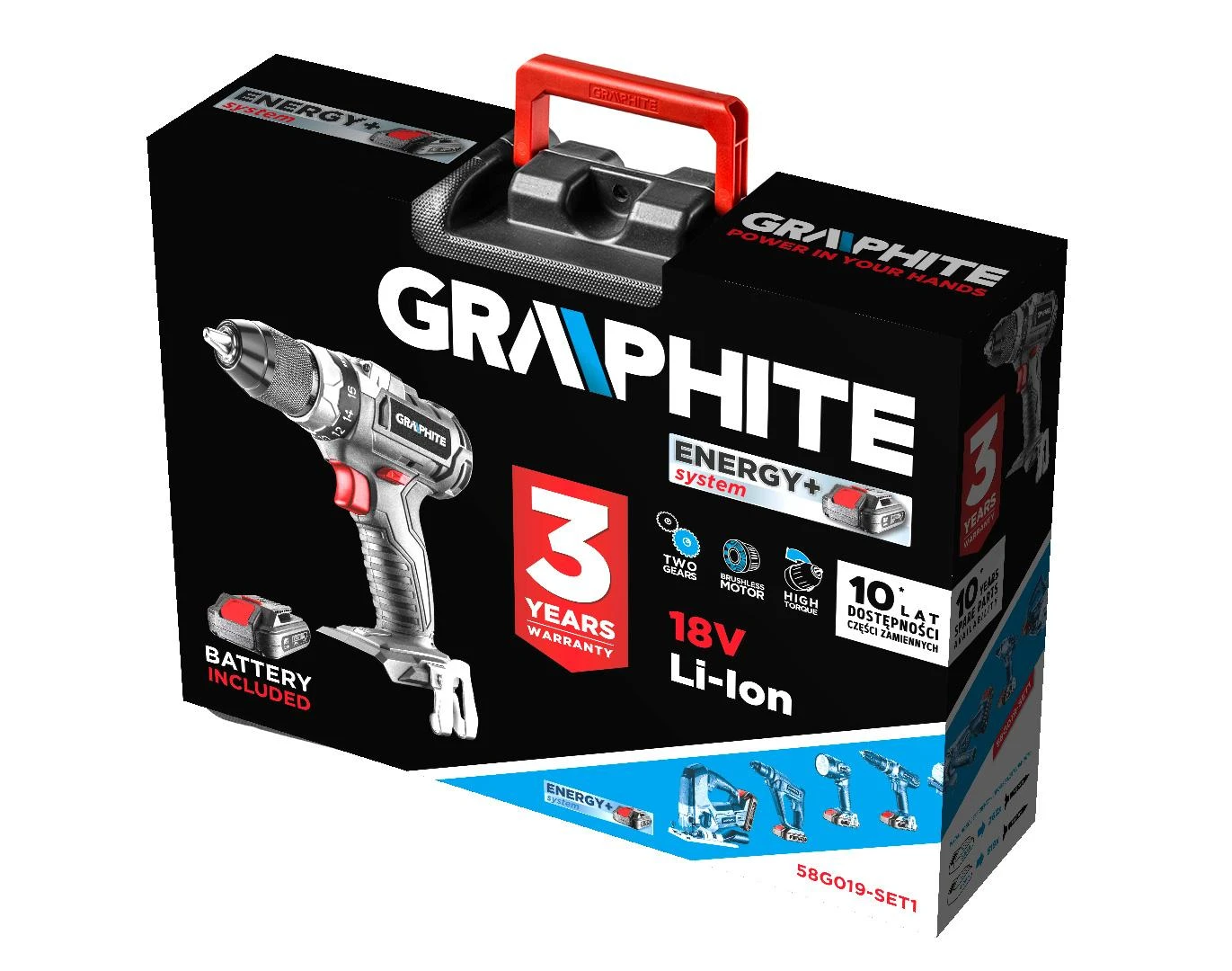 Graphite gręžtuvas su transportavimo dėklu