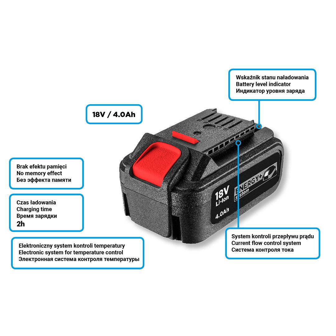 Akumuliatorius GRAPHITE Energy+ 18V 4Ah 58G004