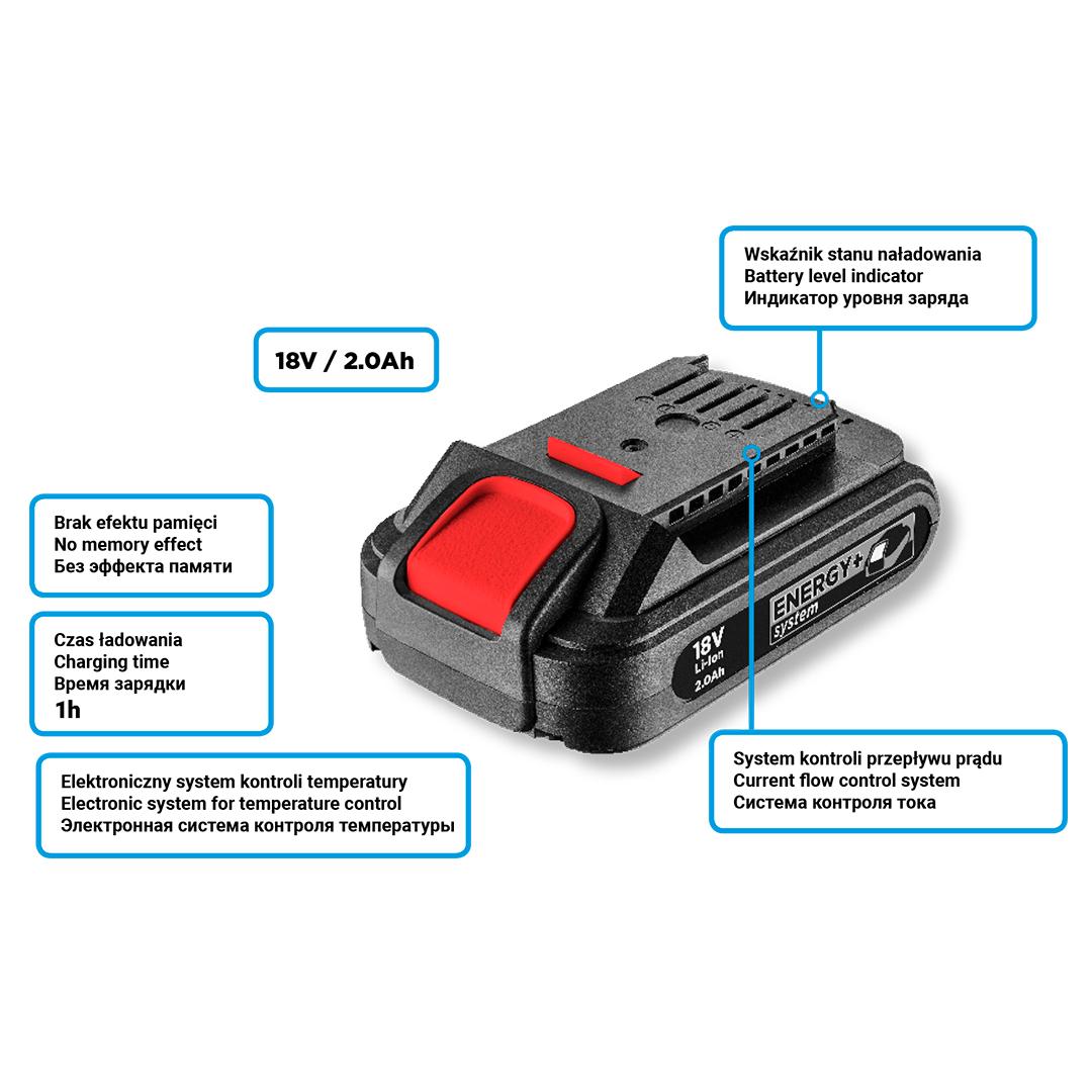 Akumuliatorius GRAPHITE Energy+ 18V 2Ah 58G001