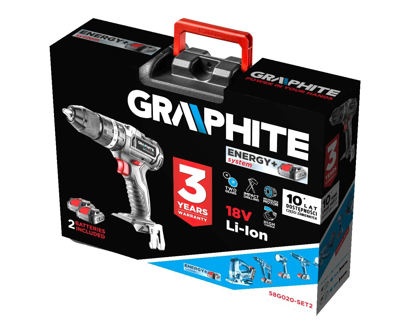 Graphite Energy+ įrankių rinkinys lagamine
