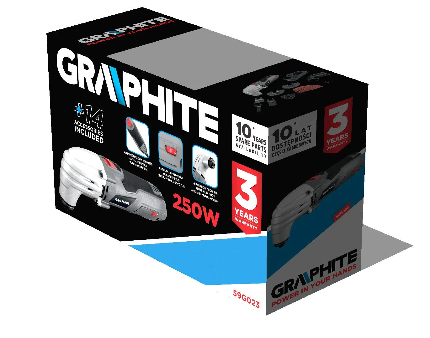 Spausdintuvas Daugiafunkcinis įrankis GRAPHITE 59G023, 250W, 15000-21000 aps./min, matmenys 300x70mm