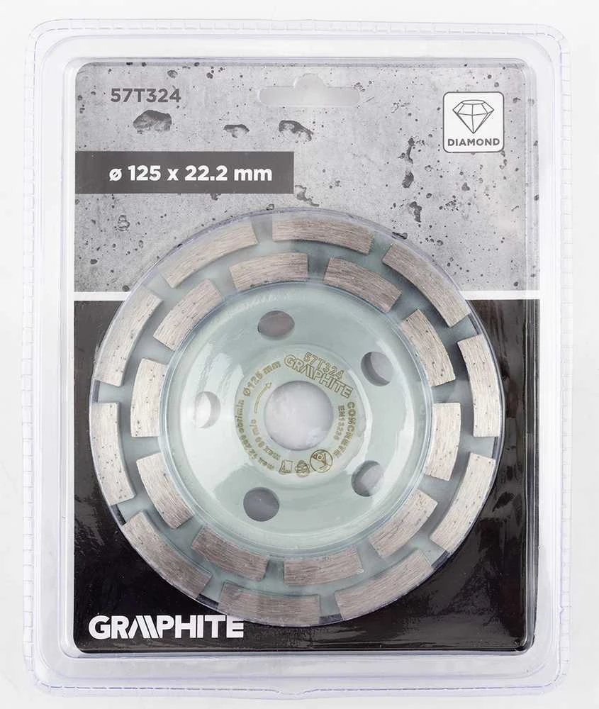 Graphite Tarcza Deimantinis šlifavimo diskas, 2 segmentai, 125 x 22,2 mm, sausas