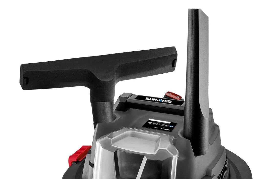 Graphite Dulkių siurblys „Energy+“ 18 V ličio jonų akumuliatorinis dirbtuvių dulkių siurblys, šlapiam ir sausam siurbimui, 20 l bakas, be akumuliatoriaus