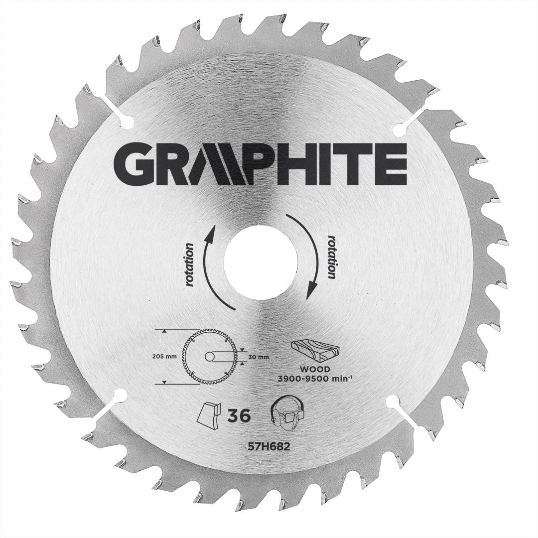 Graphite Grafitinis diskinis pjūklas 205x30x3,2mm 36z. - 57H682