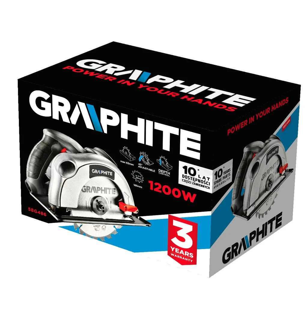 GRH Diskinis pjūklas Graphite, 1200 W, diskas 185 x 20 mm