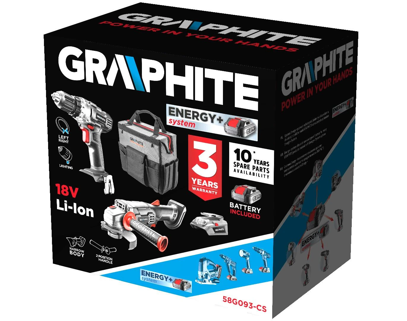Graphite įrankių rinkinio dėžė 58G093-CS