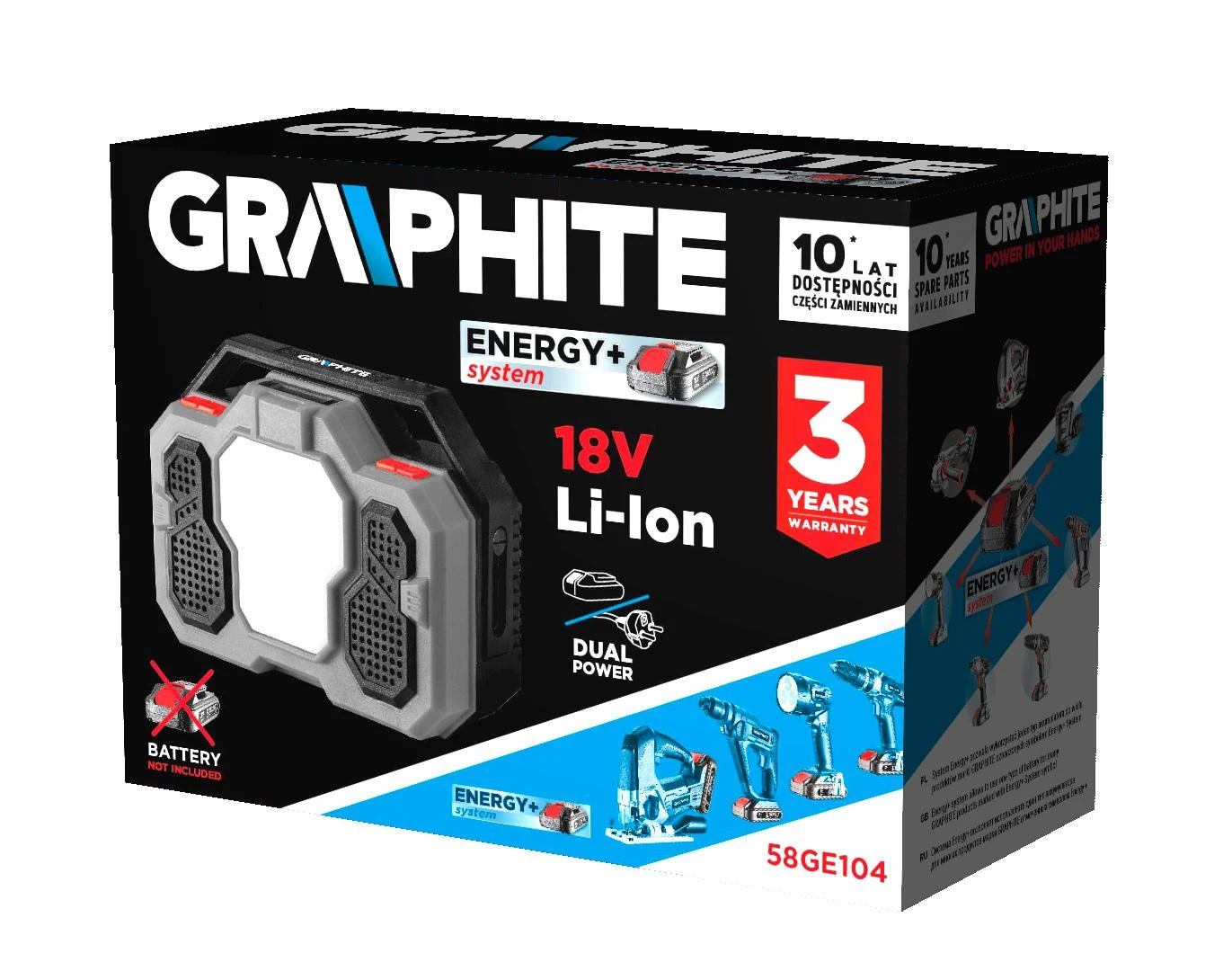 Bluetooth® garso kolonėlė Graphite 58GE104; 18 V (be akumuliatoriaus ir pakrovėjo)