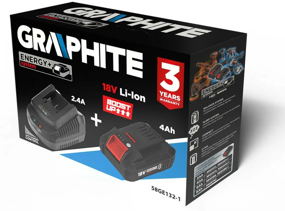 Graphite 58GE132-1 įkrovimo rinkinio pakuotė