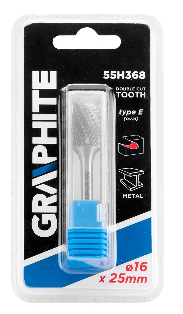 Graphite Frez HM metalo pjaustytuvas, E tipo (ovalus), 16 x 25 mm, kotas 6 x 45 mm