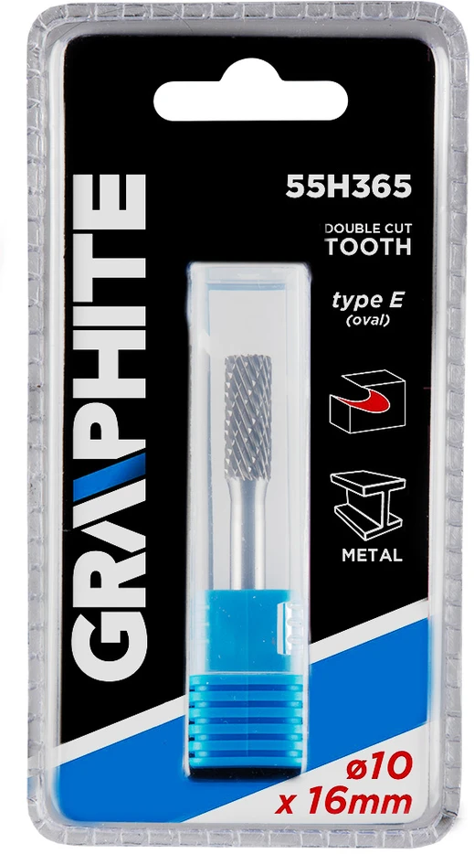 Graphite Frez HM metalo pjaustytuvas, E tipo (ovalus), 10 x 16 mm, kotas 6 x 45 mm