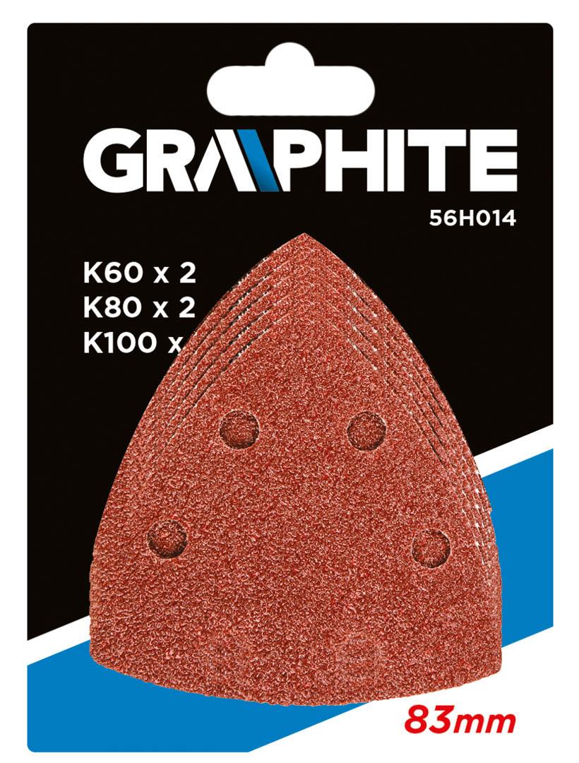 Graphite Šlifavimo popieriai 83x83x83mm, 5 vnt. K60x2, K80x2, K100x1