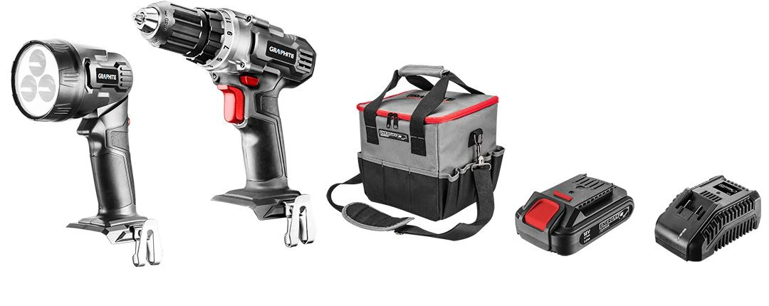 Akumuliatorinių įrankių komplektas 18V GRAPHITE 58G016