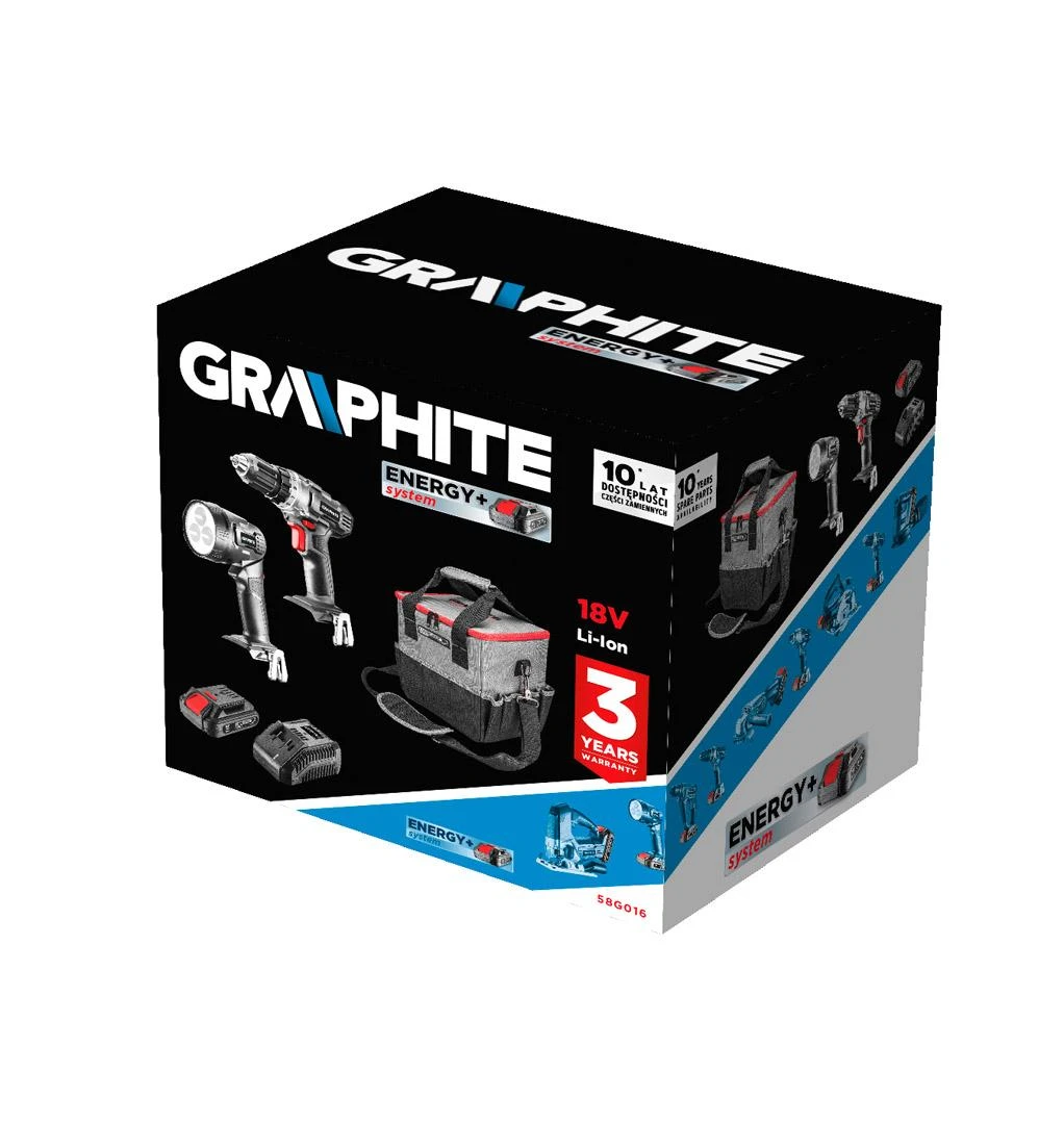 Akumuliatorinių įrankių komplektas 18V GRAPHITE 58G016