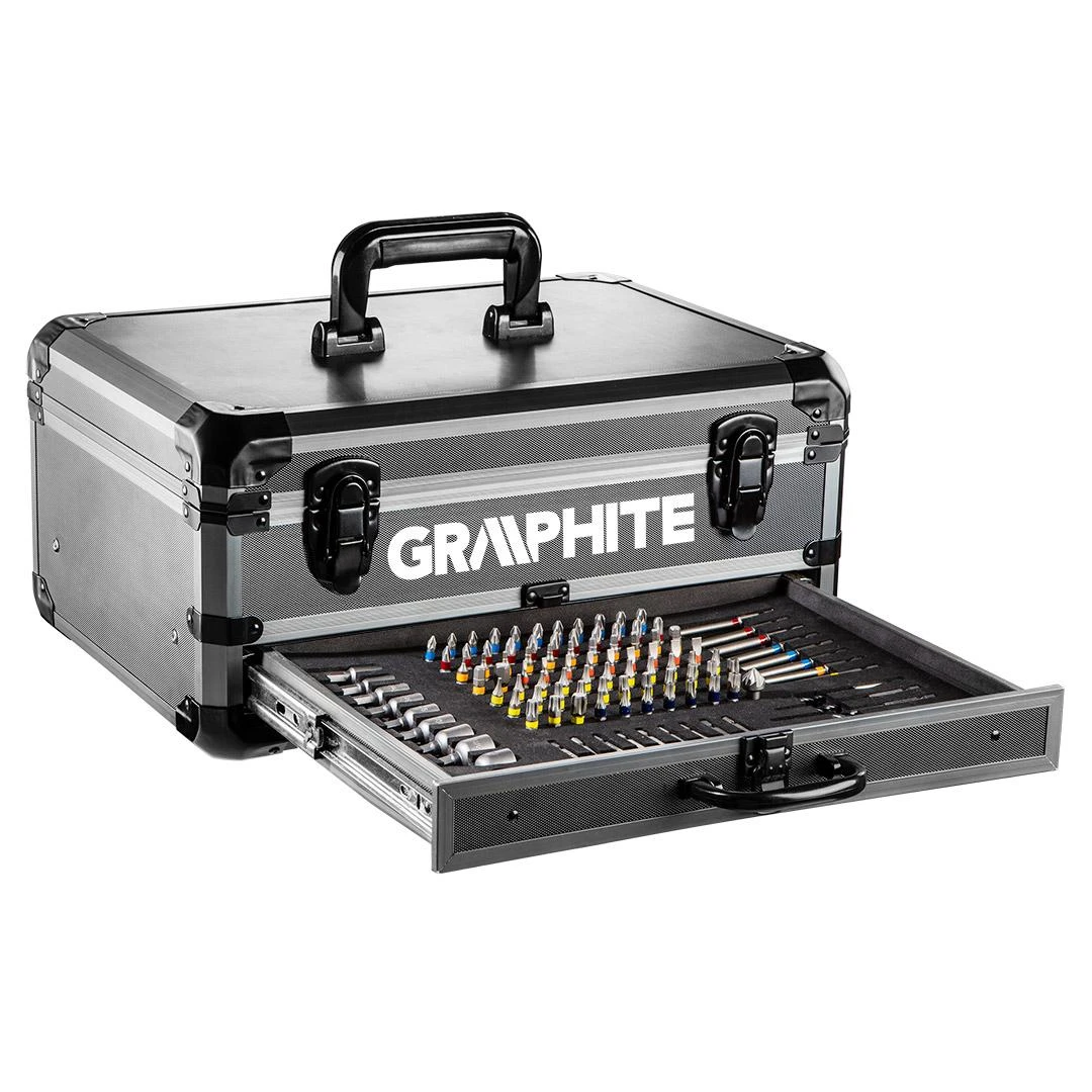 Akumuliatorinis gręžtuvas-suktuvas 18V su priedais GRAPHITE 58G022-PS15