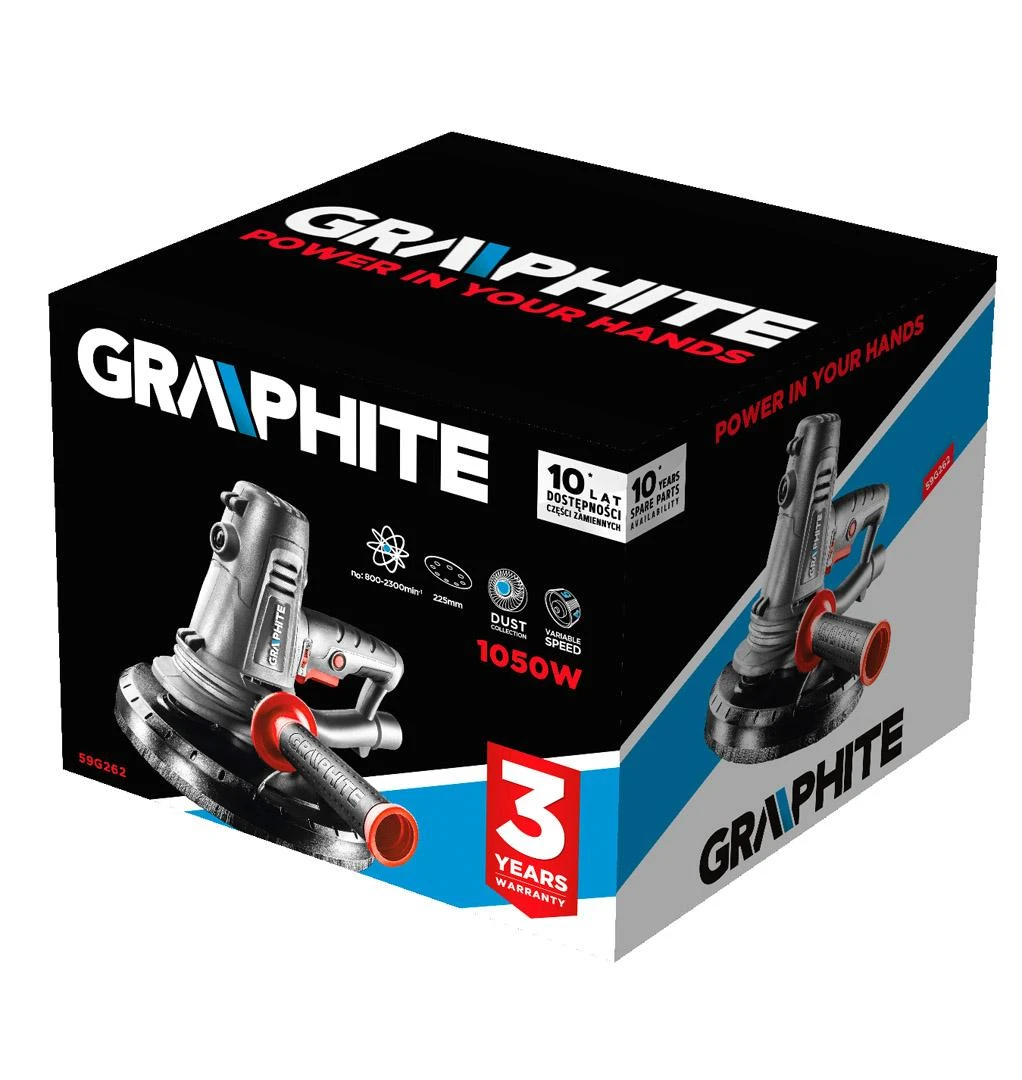 Graphite Gipso šlifuoklis 59G262, 1050W, su dulkių nusiurbimu