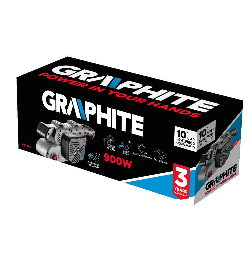 Juostinis šlifuoklis Graphite 59G395; 900 W