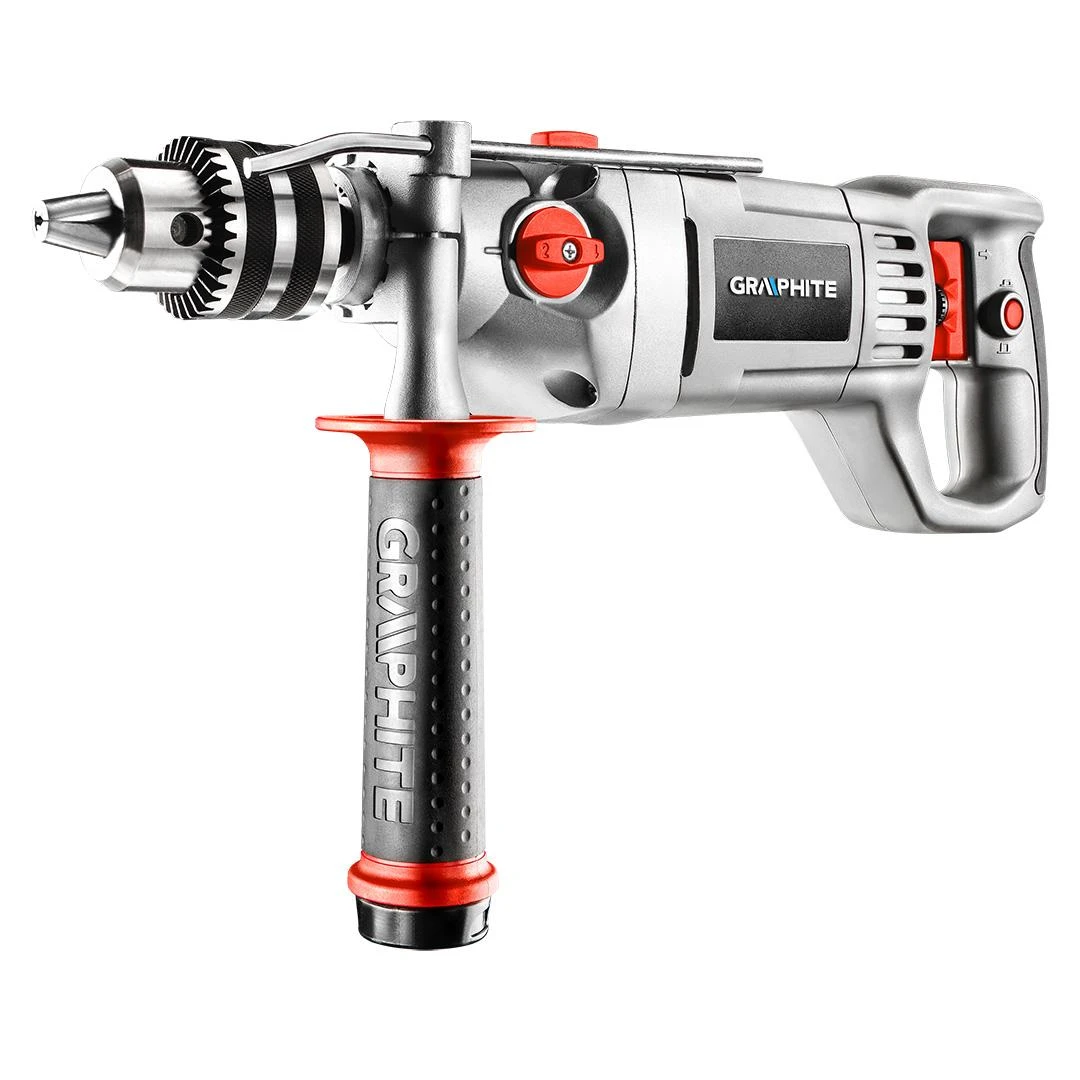 Graphite Gręžtuvas 1050 W smūginis gręžtuvas, 16 mm raktinis griebtuvas, greitis I: 0–900 min??, II: 0–2500 min??