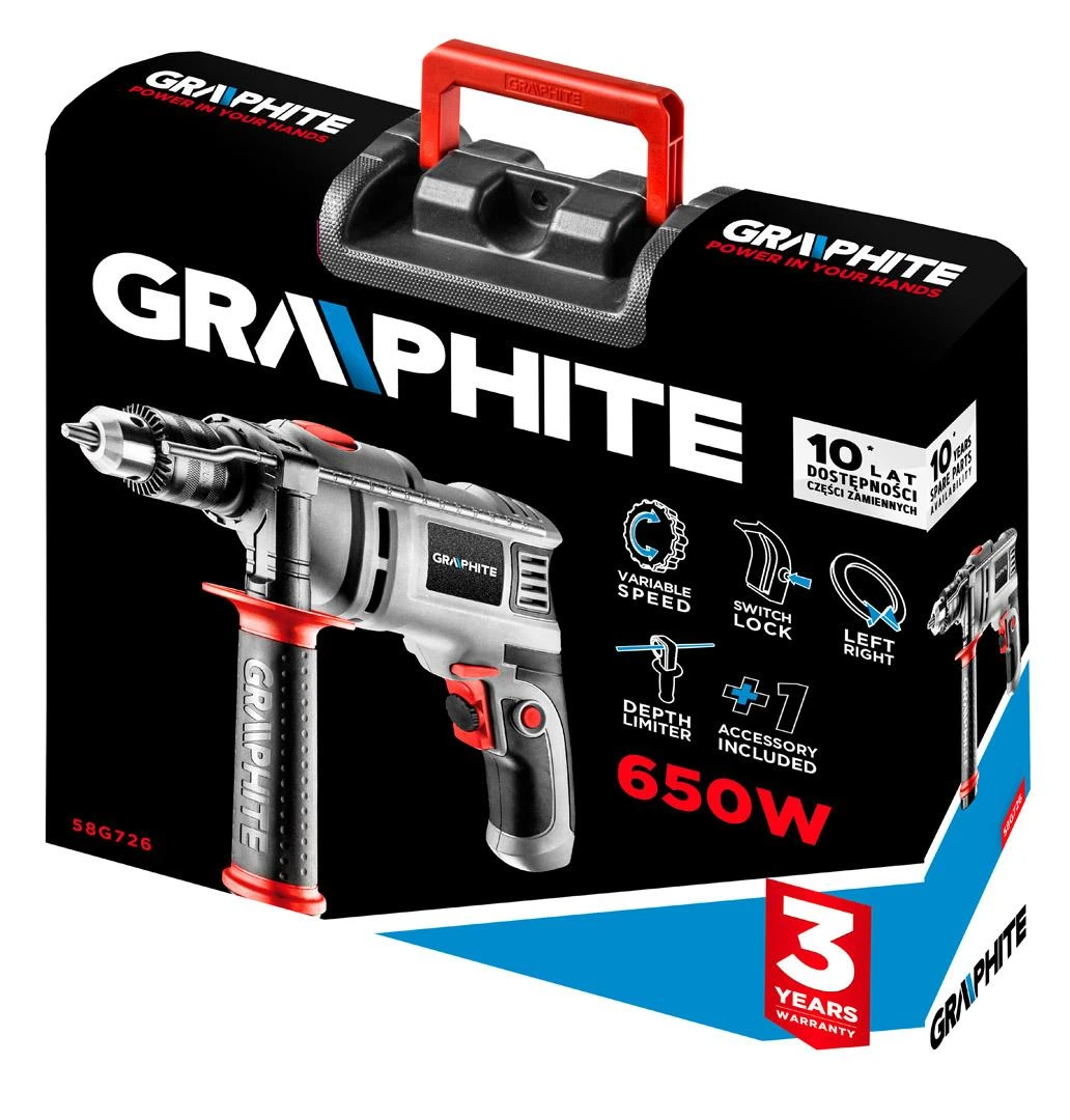 Graphite 58G726 Smūginis gręžtuvas 3000 RPM