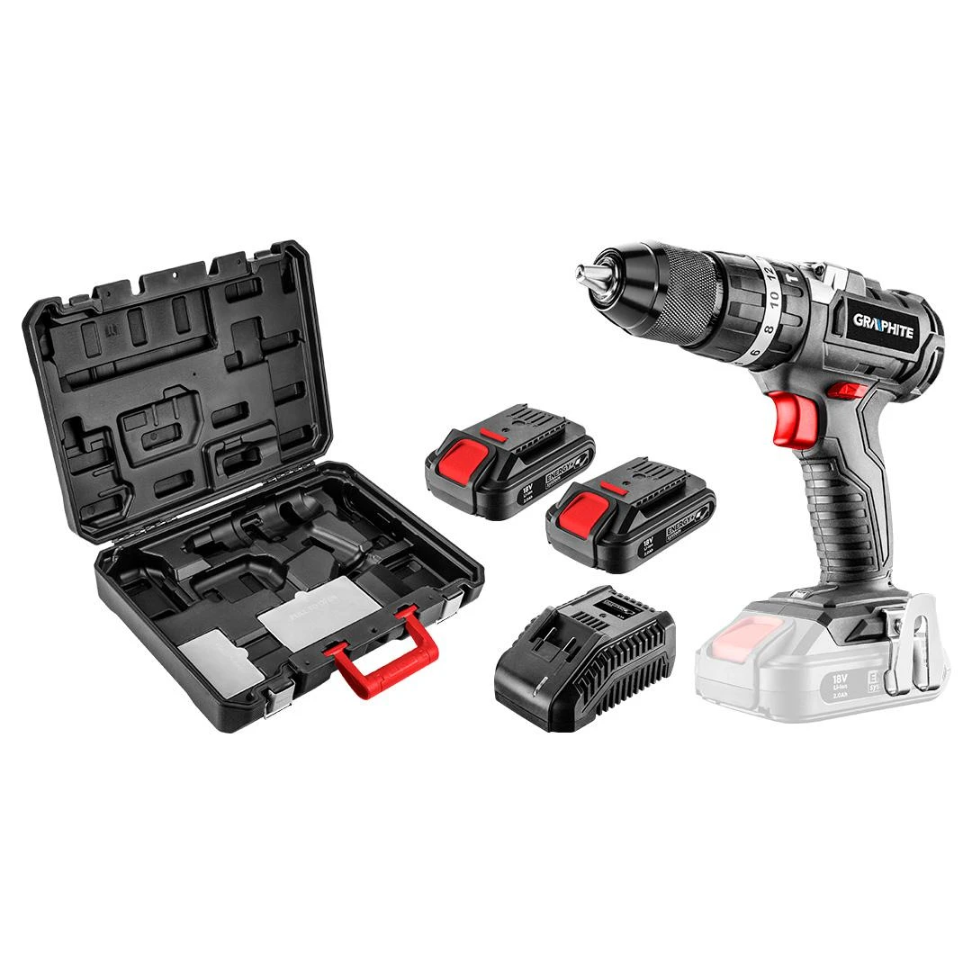 Graphite 18V smūginis gręžtuvas su priedų komplektu