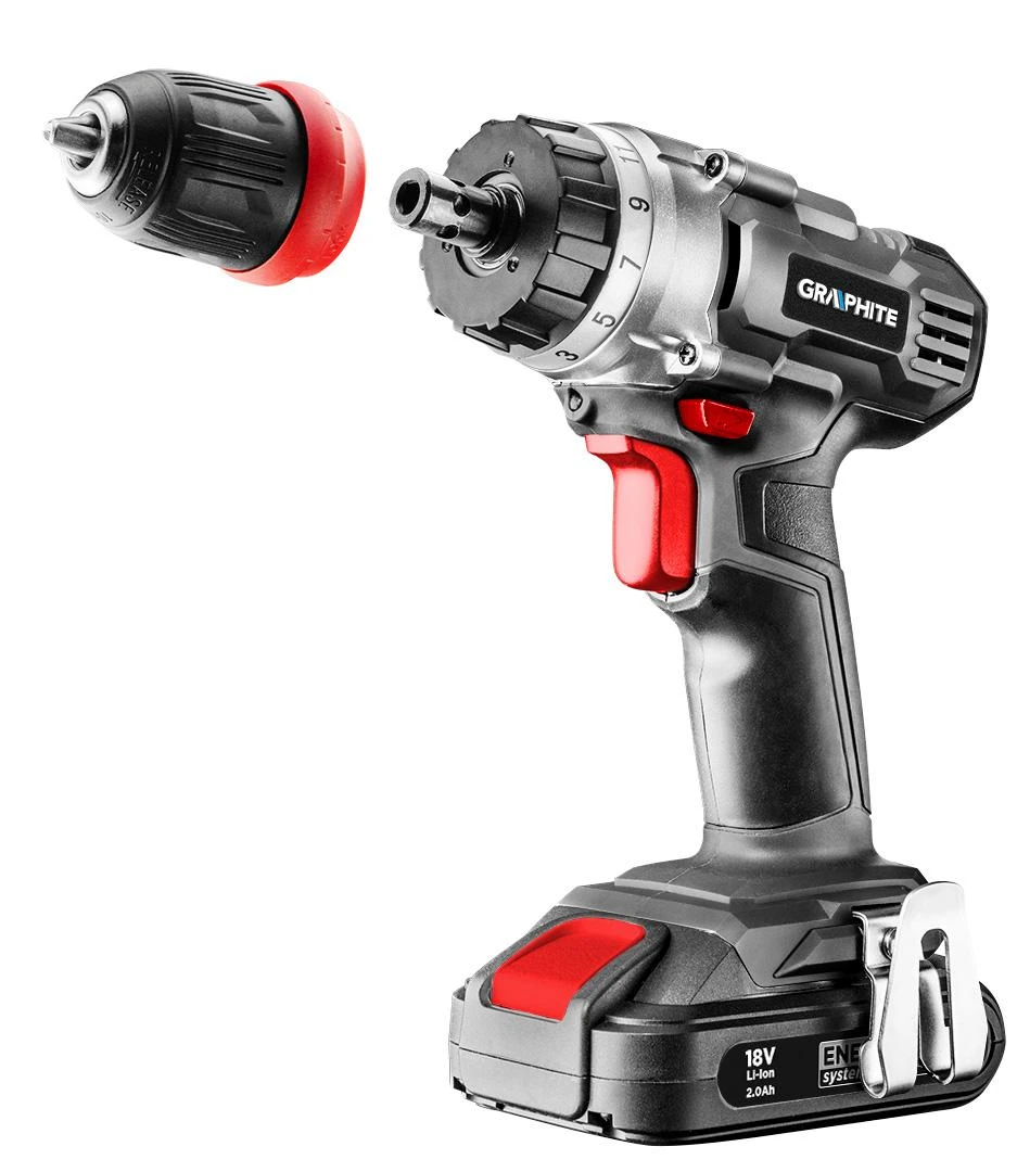 Akumuliatorinis suktuvas-gręžtuvas Graphite 58G022; 18 V (be akumuliatoriaus ir pakrovėjo)