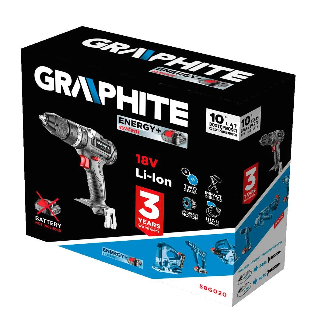 Graphite smūginis gręžtuvas/suktuvas 18 V