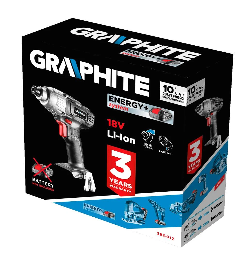 Akumuliatorinis smūginis suktuvas GRAPHITE 58G012 18V be akumuliatoriaus ir kroviklio