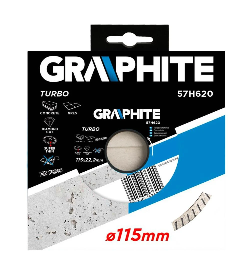 Tarcza Deimantinis šlifuoklis Graphite 115x22.2mm turbo super cienka - 57H620