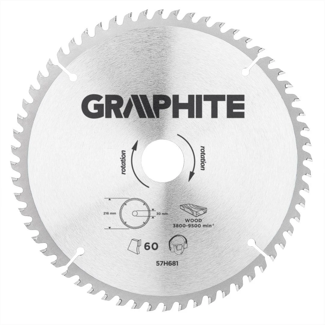 Tarcza Medienos pjovimo diskas Graphite, 216x30x3,2mm 60z.