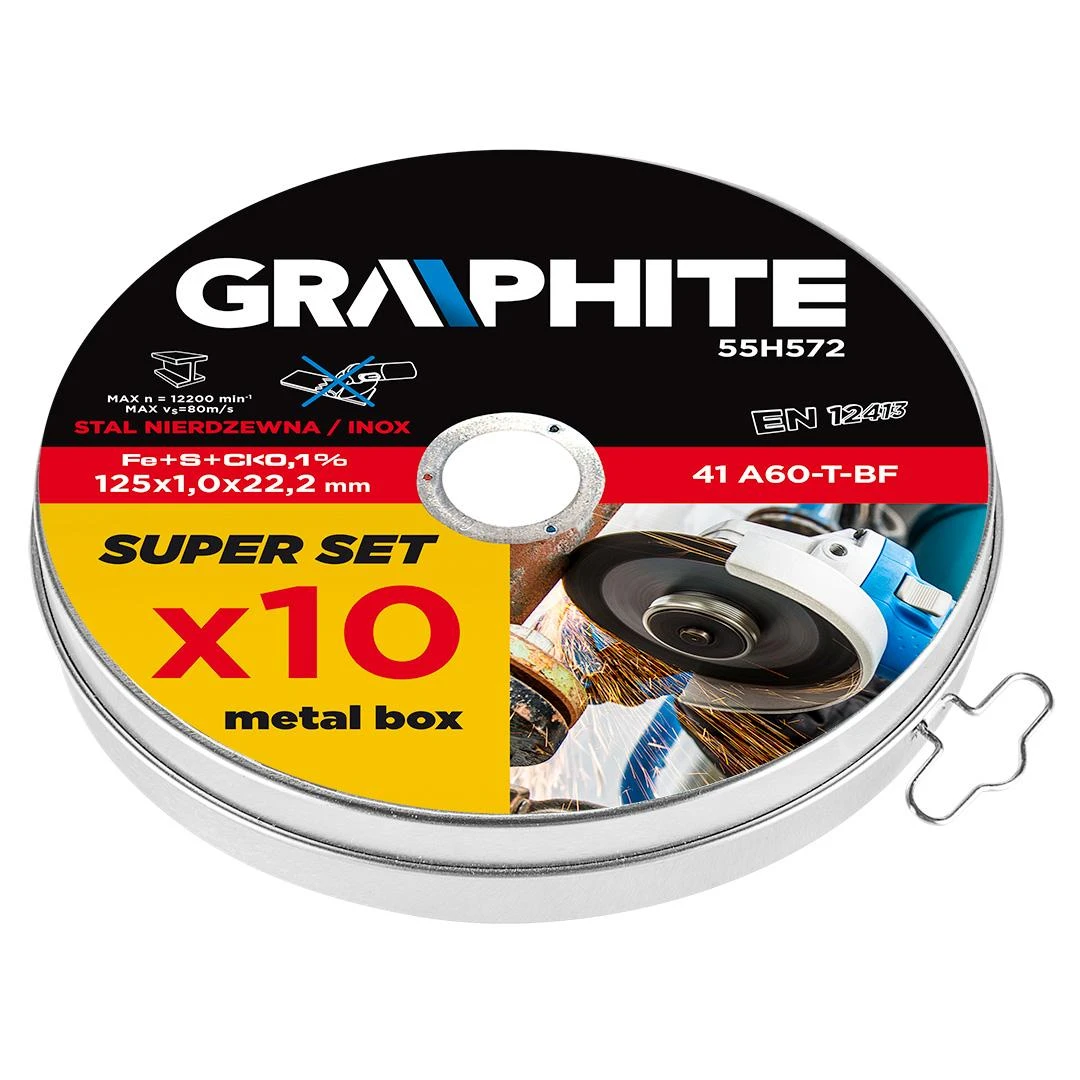 Graphite Topex Pjovimo diskas metalui 125x1,0x22,2mm, 41 A60-T-BF, INOx 10vnt. 55H572