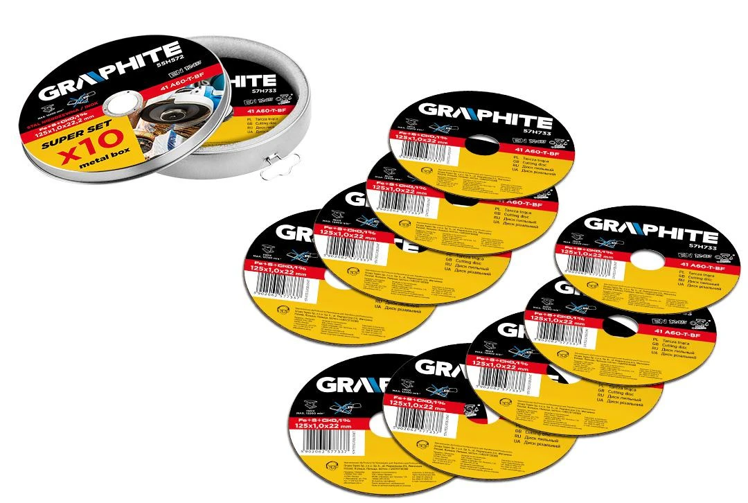 Graphite Topex Pjovimo diskas metalui 125x1,0x22,2mm, 41 A60-T-BF, INOx 10vnt. 55H572