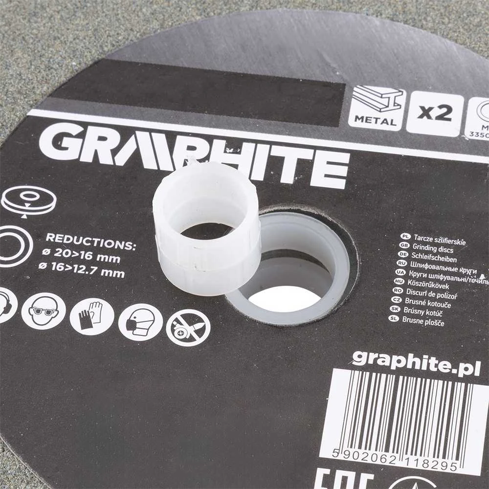 Graphite Tarcze Šlifavimo diskai 125 x 20/16/12,7 x 16 mm, P60, 2 vnt.