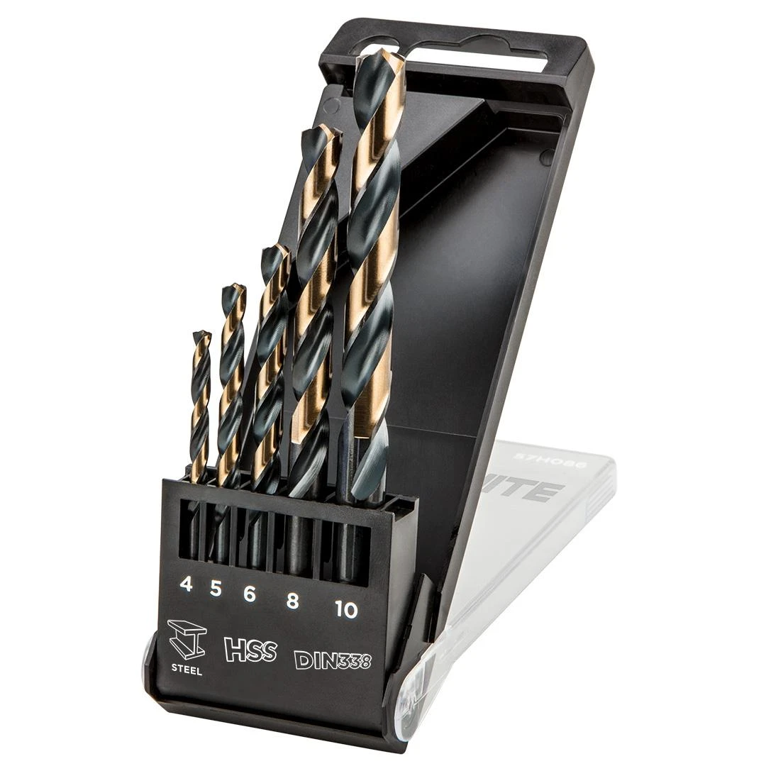 Grąžtas Wiertła HSS-CNC metalo grąžtai, 124°, „Pro-Tec“, 4,0–10 mm, 5 vnt. rinkinys