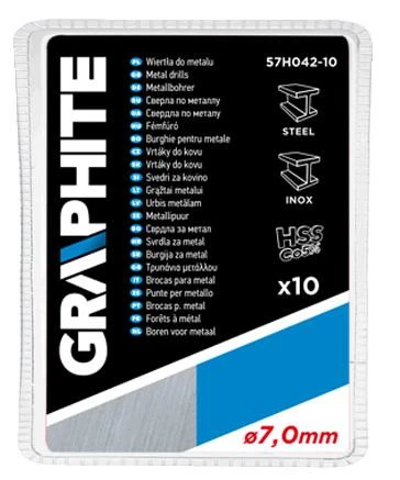 Grąžtas Wiertła HSS-Co metalo grąžtai 7,0 mm, 10 vnt.