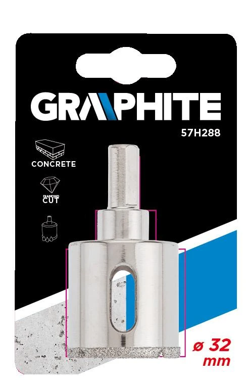 Deimantinis karūninis grąžtas Graphite, 32mm, 57H288