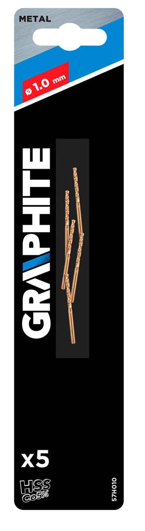 Wiertła Grąžtas metalui Graphite 57H010, 1 mm, 5 vnt.