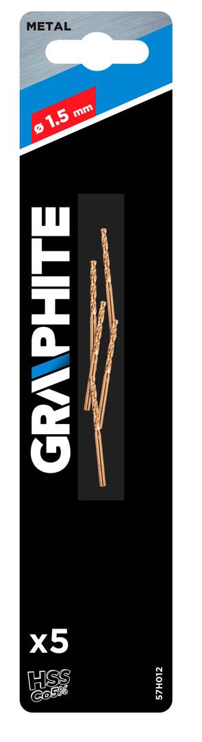 Grąžtas metalui Graphite 57H012, 1,5 mm, 5 vnt.